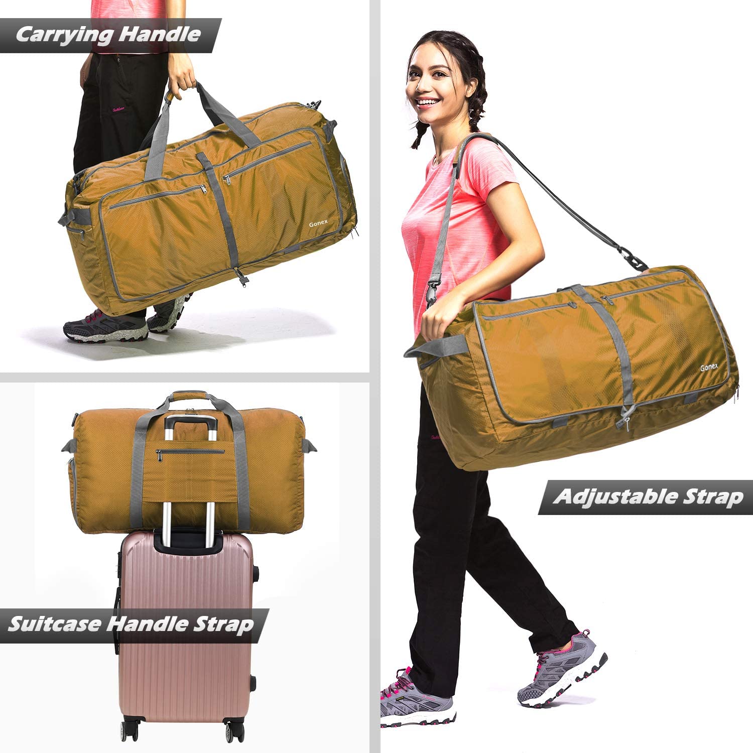 Gonex 150L Travel Duffel Bag Foldable Extra Large Duffle Bag XL Heavy Duty for Men Women for Luggage Shopping Gray