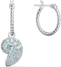 
                        
                          画像をギャラリービューアに読み込む, SWAROVSKI Women's Shell Jewelry Collection, Rhodium Finish, Aqua Blue Crystals - JOY2ESpree
                        
                      