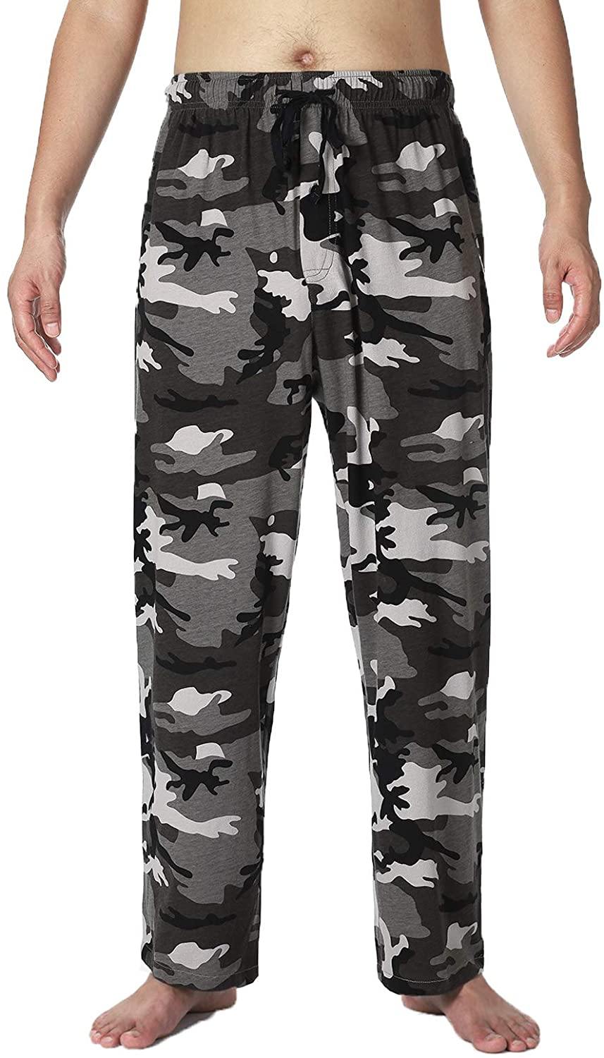 Bintangor Men's Sleep Pajama Pants 100% Cotton Knit Elastic Waistband Lounge Wear Long