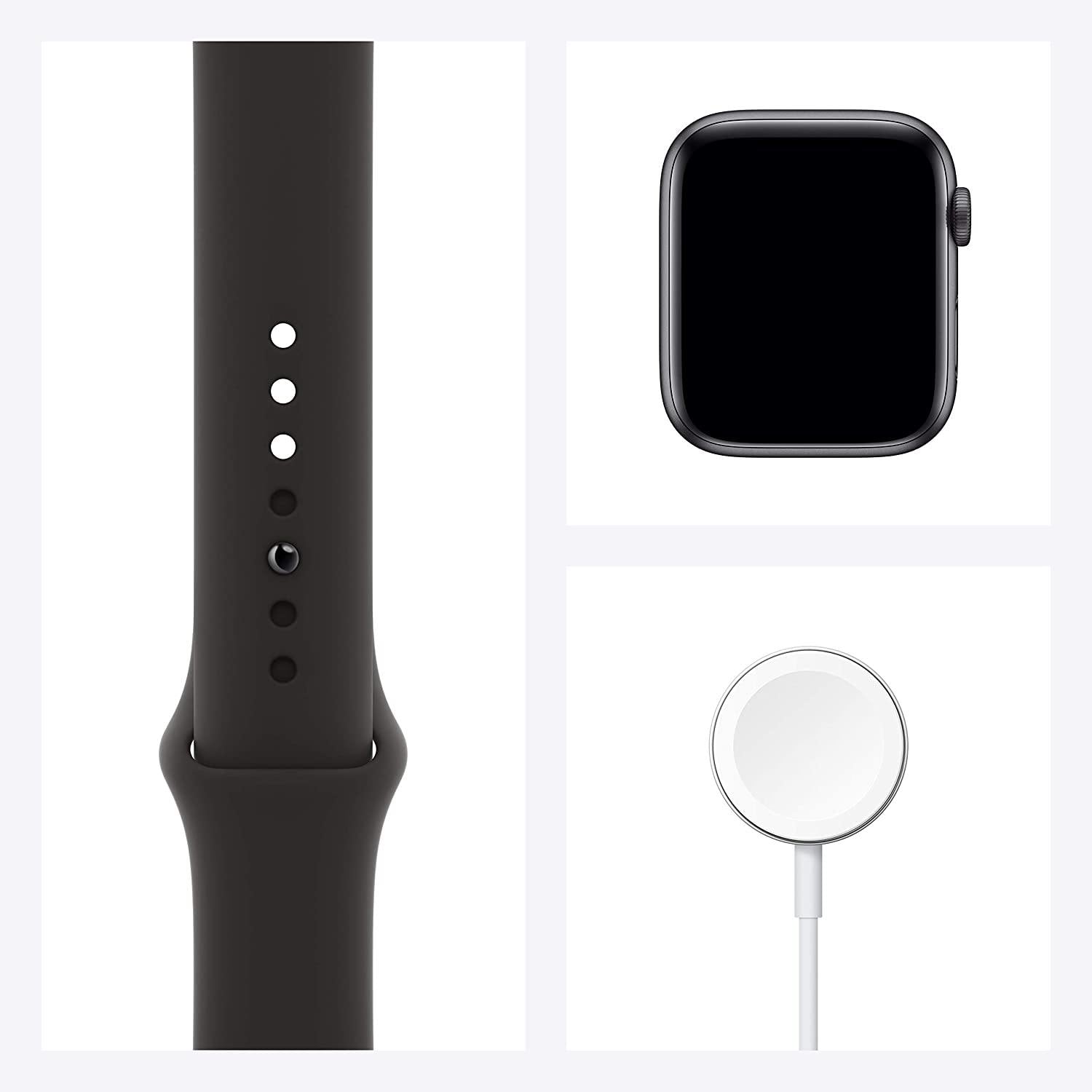 Apple Watch Series 6 (GPS, 44mm) - Space Gray Aluminum Case with Black Sport Band (Renewed) - JOY2ESpree