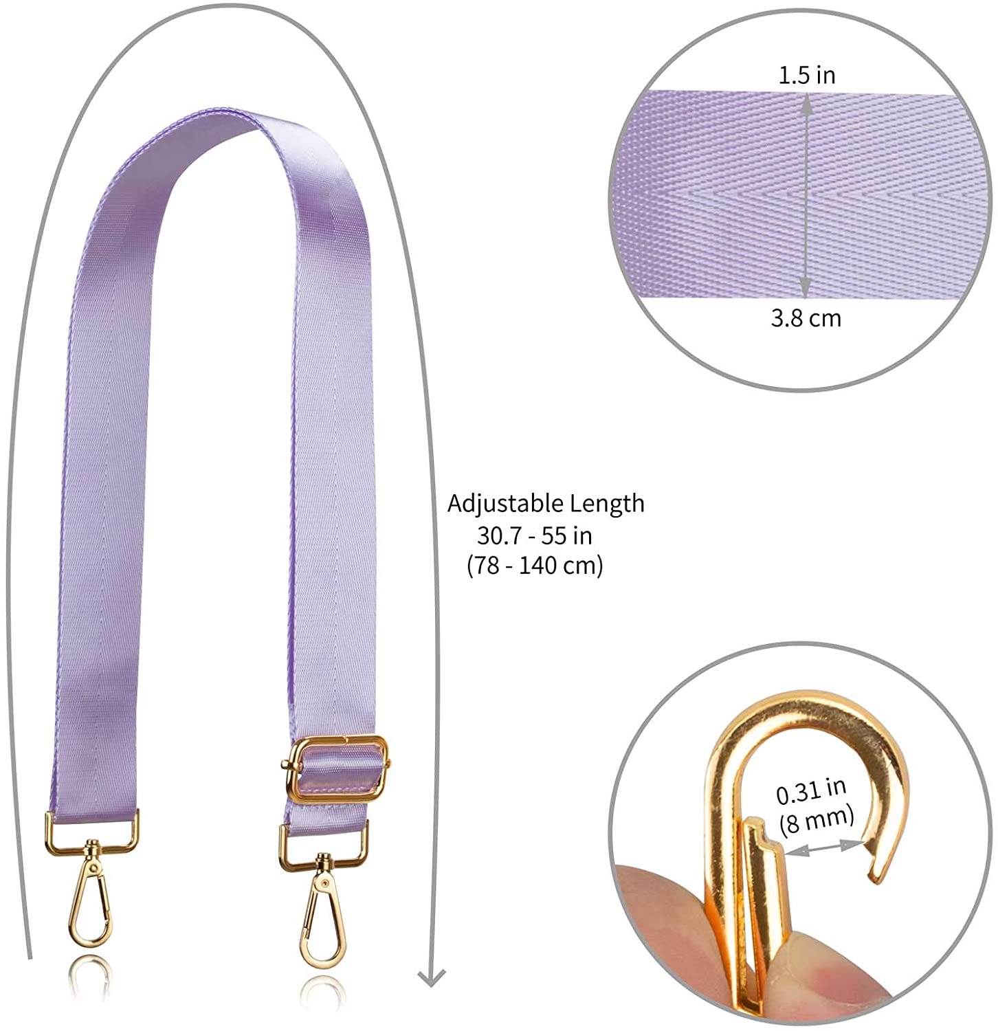 Allzedream Wide Purse Strap Replacement Crossbody Shoulder Bag Adjustable