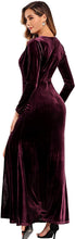 
                        
                          Load image into Gallery viewer, Ababalaya Long Sleeve Wrap Velvet Long Formal Dresses Cocktail Dress
                        
                      