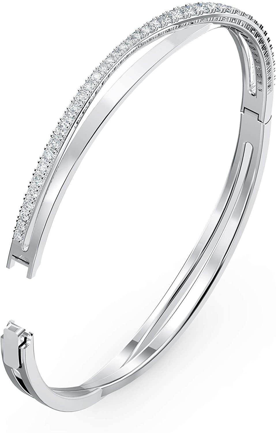 SWAROVSKI Women's Twist Rows Bracelet Collection, Rhodium Finish, Clear Crystals - JOY2ESpree