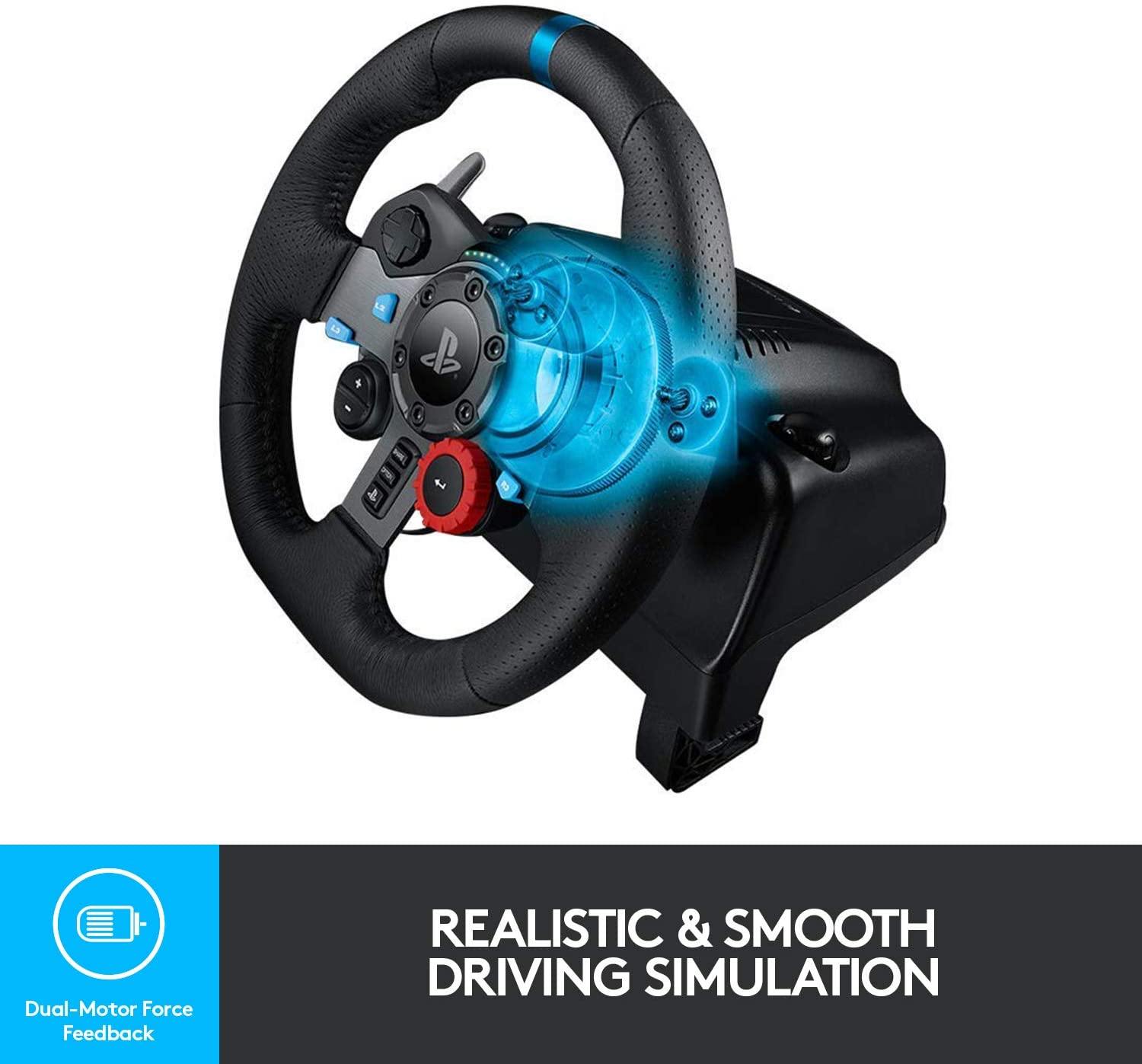 Logitech Dual-Motor Feedback Driving Force G29 Gaming Racing Wheel with Responsive Pedals for PlayStation 5, PlayStation 4 and PlayStation 3 - Black - JOY2ESpree