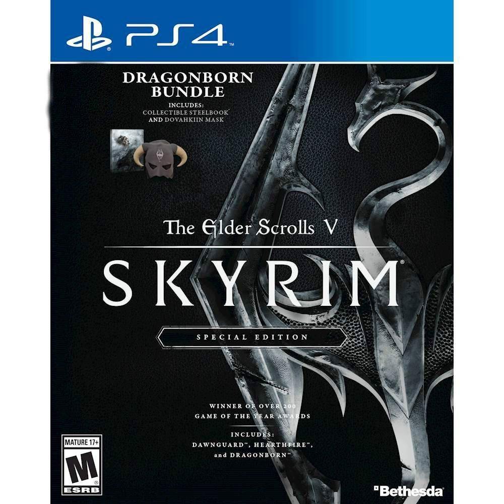 The Elder Scrolls V: Skyrim Special Edition Dragonborn Bundle (PS4) Includes Dovahkiin Mask - JOY2ESpree