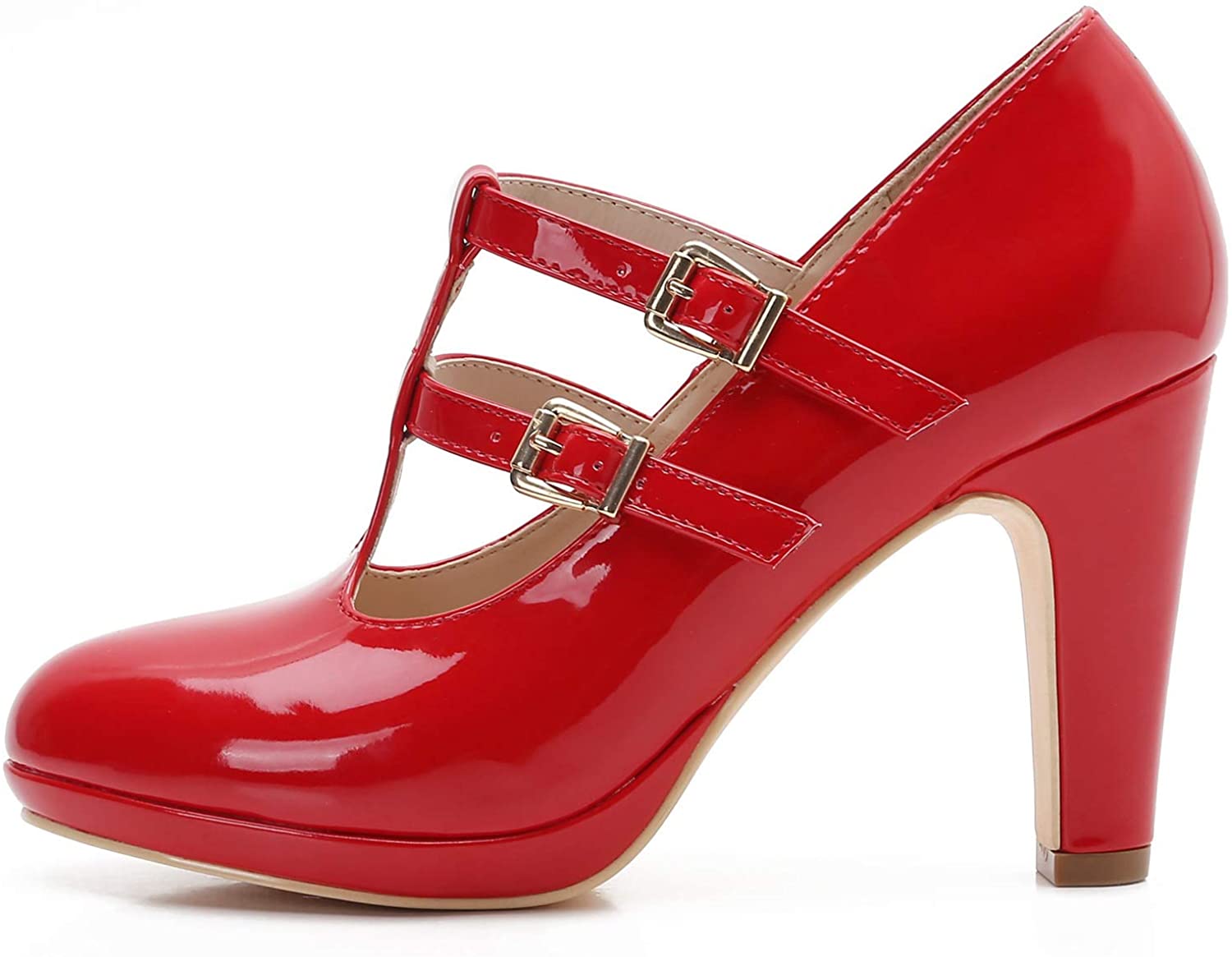 MACKIN J G574-1 Women's Mary Jane Vintage Heels Chunky Platform T-Strap Dress Pumps