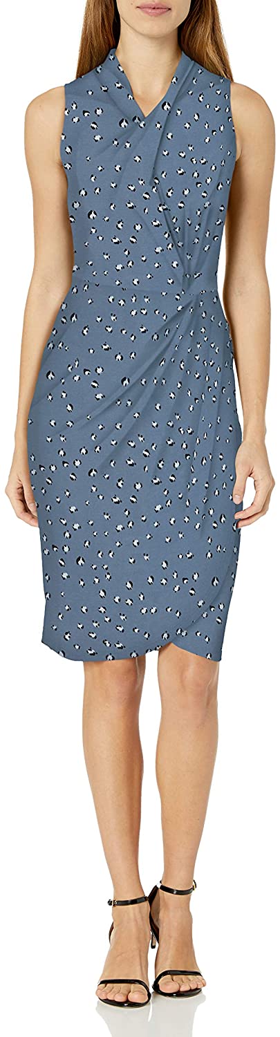 Amazon Brand - Lark & Ro Women's Sleeveless Crossover Twist Neck Faux Wrap Dress