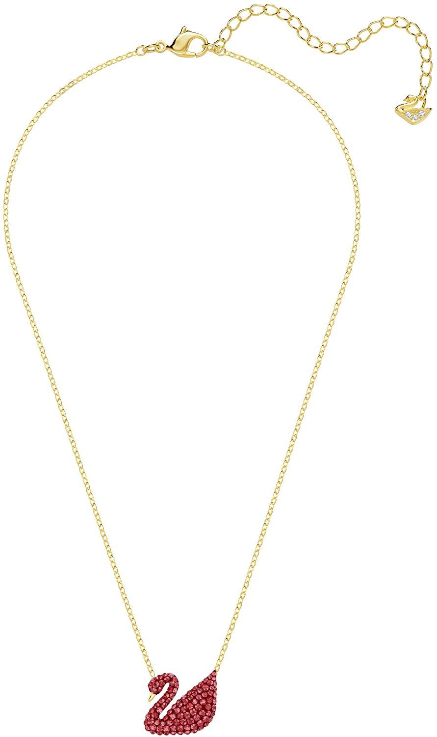 SWAROVSKI Women's Iconic Swan Jewelry Collection, Rose Gold Tone Finish, Red Crystals - JOY2ESpree