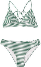 
                        
                          Load image into Gallery viewer, CUPSHE Women’s Bikini Swimsuit Stripe V Neck Back Cross Two Piece Bathing Suit
                        
                      