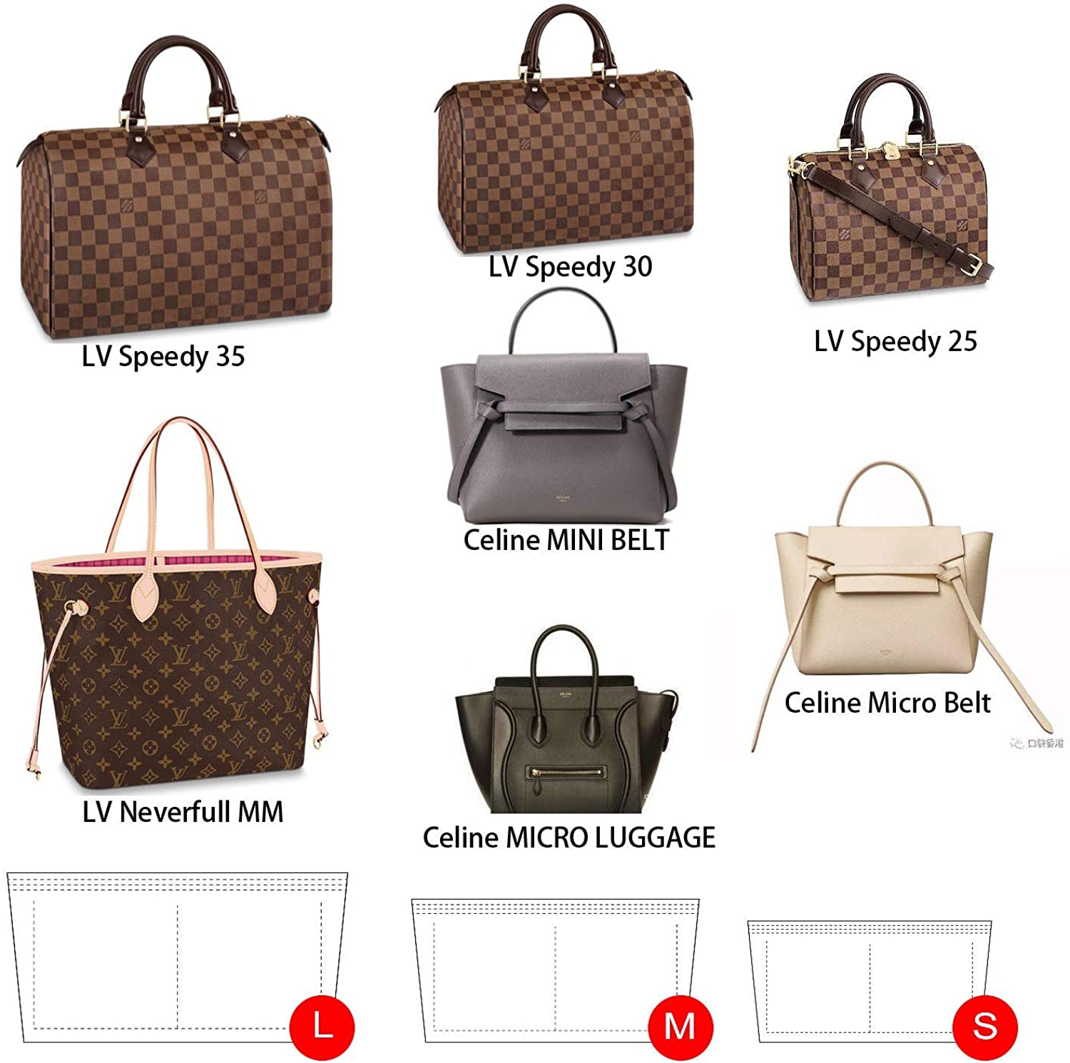 RoyGbiv Speedy Purse Organizer Handbag Shaper Tote Bag Insert, Fit in Most Tote Bags.