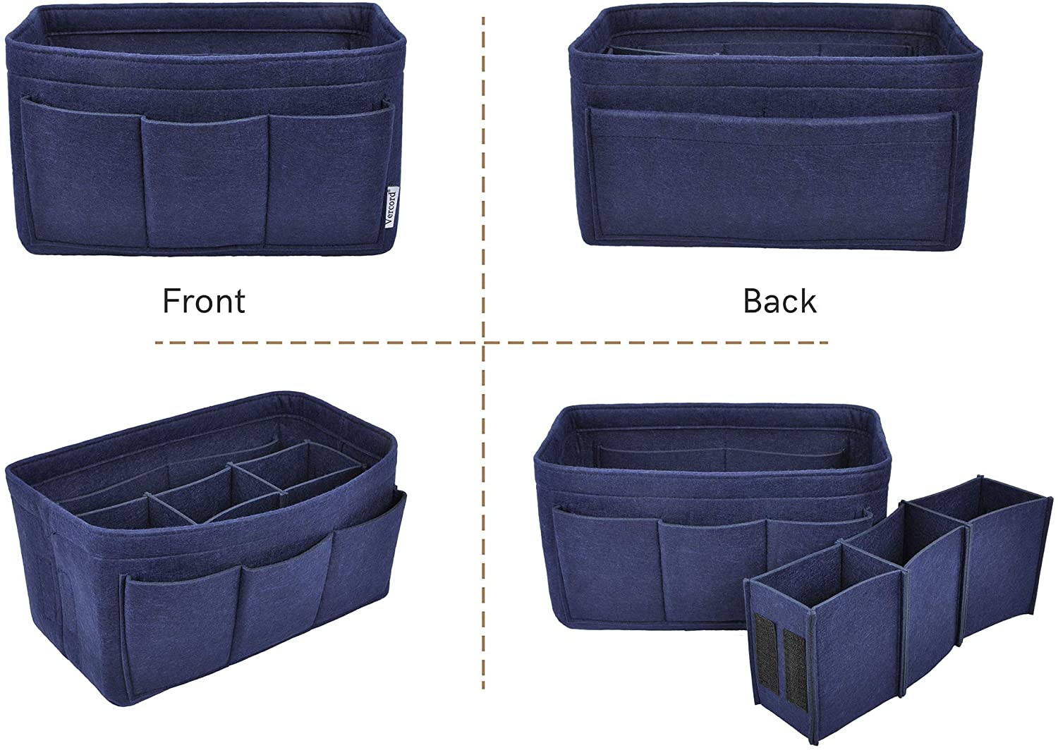 Vercord Felt Purse Organizer Handbag Insert Liner Shaper Bag in Bags for Speedy Neverfull Tote