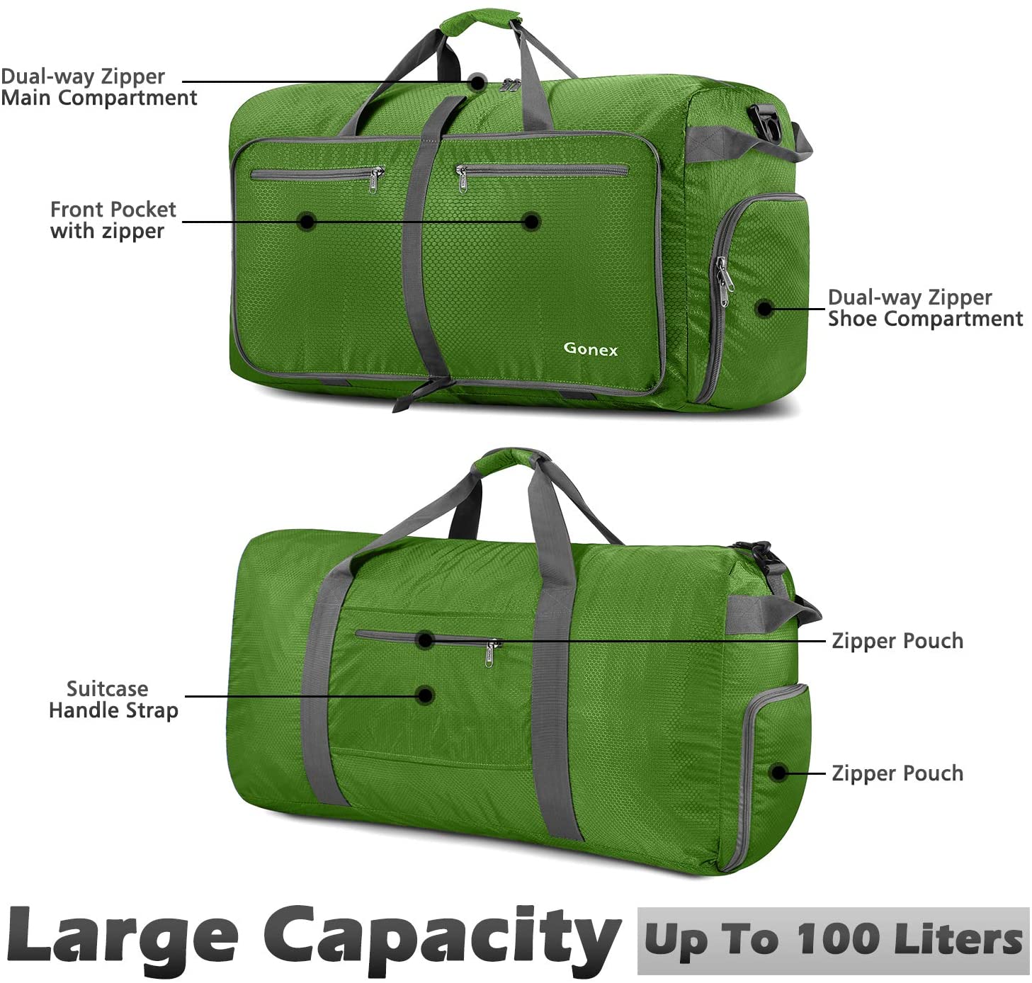 Gonex 150L Travel Duffel Bag Foldable Extra Large Duffle Bag XL Heavy Duty for Men Women for Luggage Shopping Gray