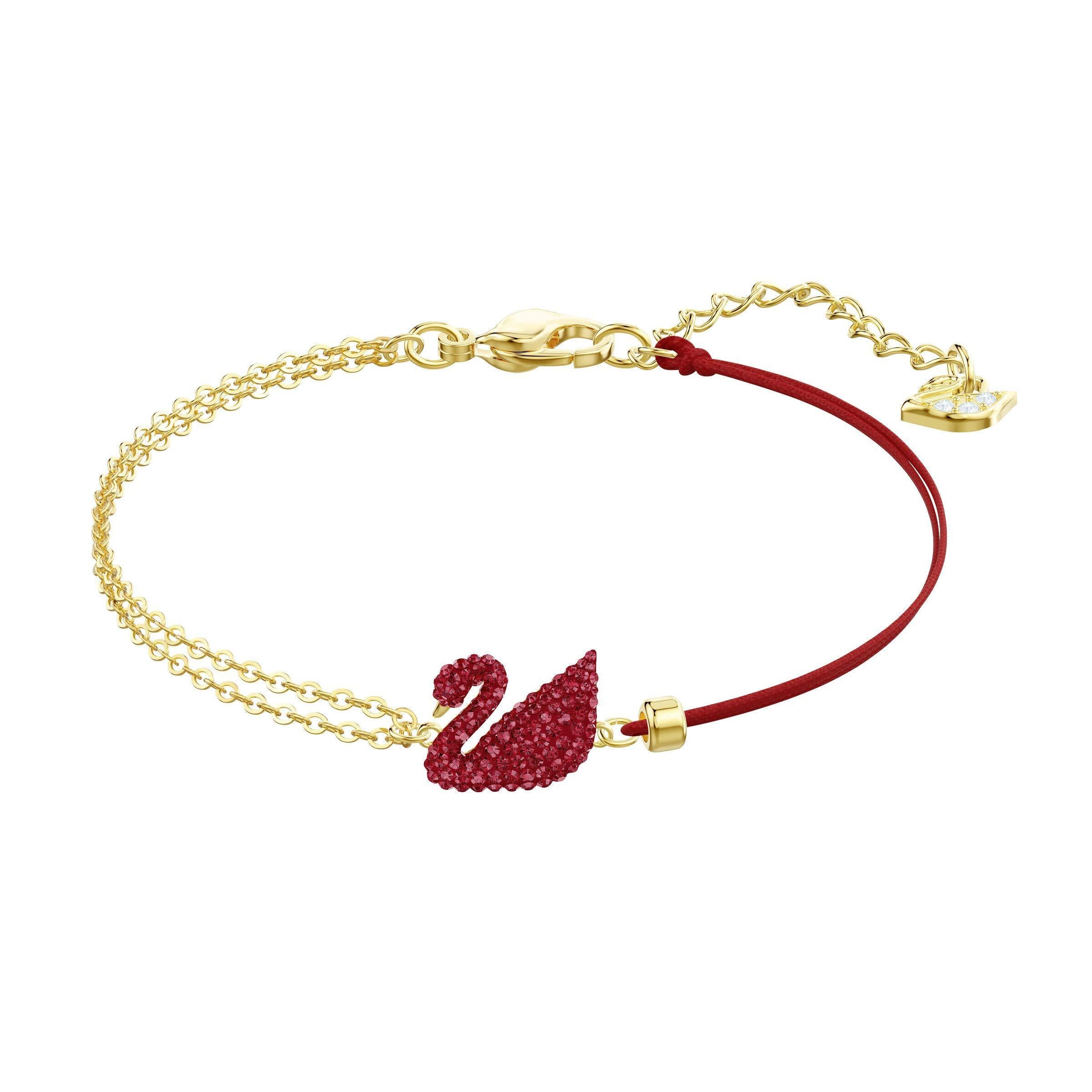 SWAROVSKI Women's Iconic Swan Jewelry Collection, Rose Gold Tone Finish, Red Crystals - JOY2ESpree