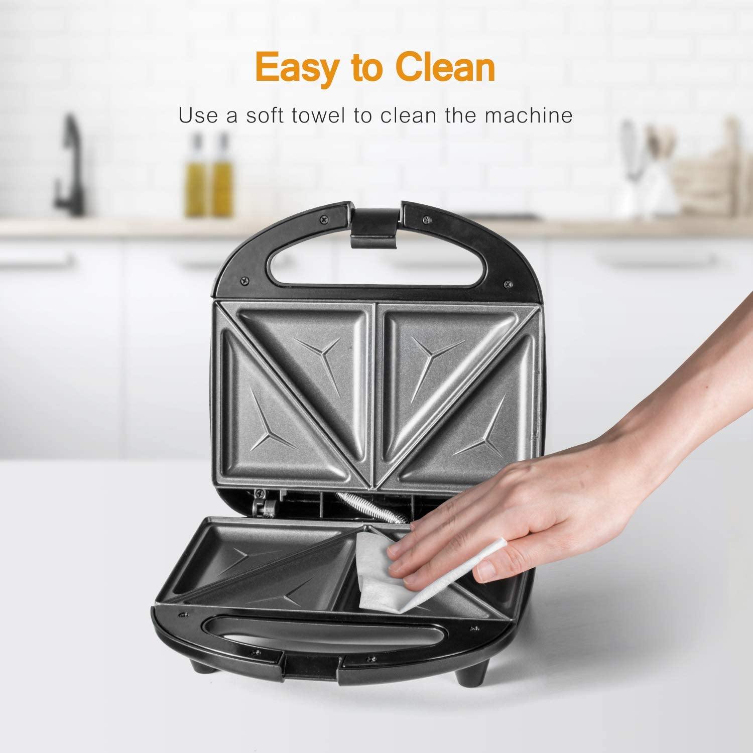 OSTBA Sandwich Maker, Toaster and Electric Panini Press with Non-stick plates, LED Indicator Lights, Cool Touch Handle, Black - JOY2ESpree