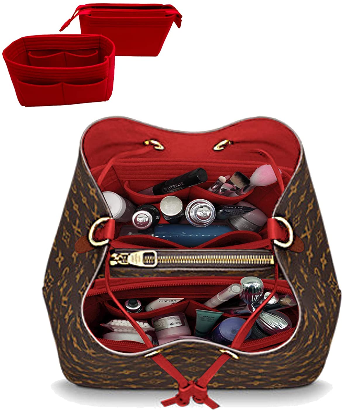 LEXSION Organizer,Bag Organizer,Insert purse organizer with 2 packs in one set fit LV NeoNoe Noé Series perfectly