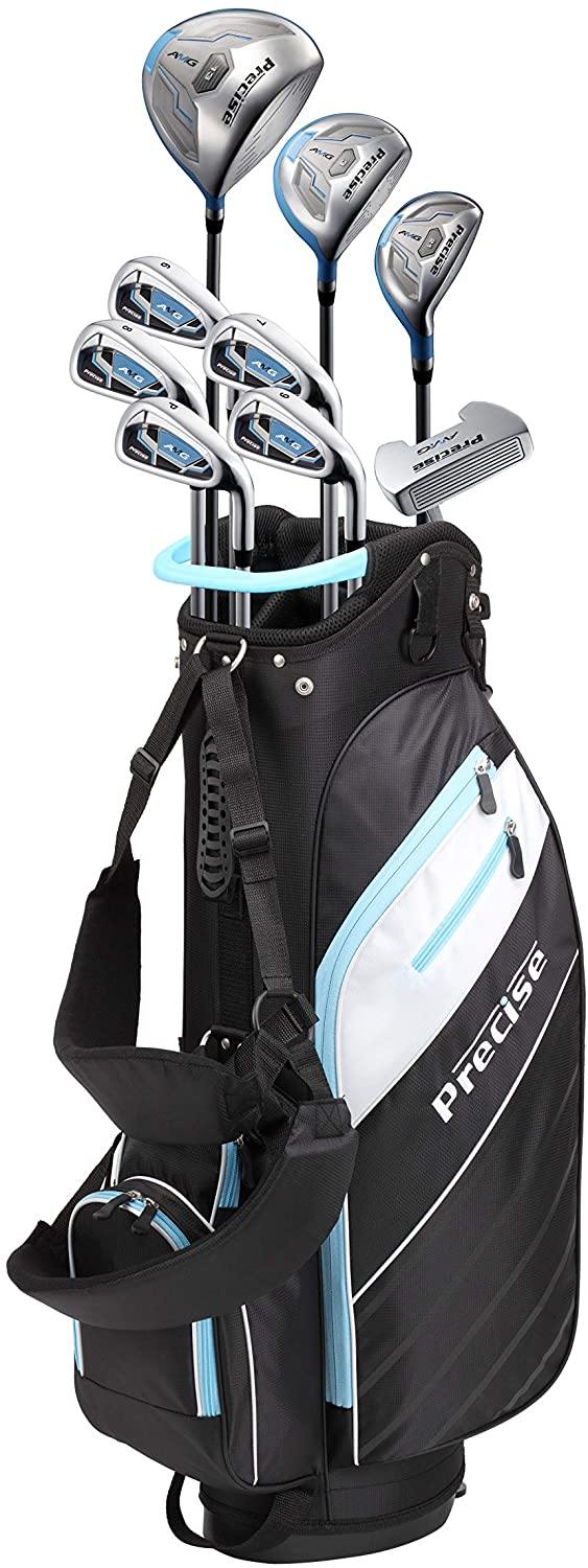 Precise AMG Ladies Womens Complete Golf Clubs Set Includes Driver, Fairway, Hybrid, 6-PW Irons, Putter, Stand Bag, 3 H/C's - Choose Color and Size! - JOY2ESpree