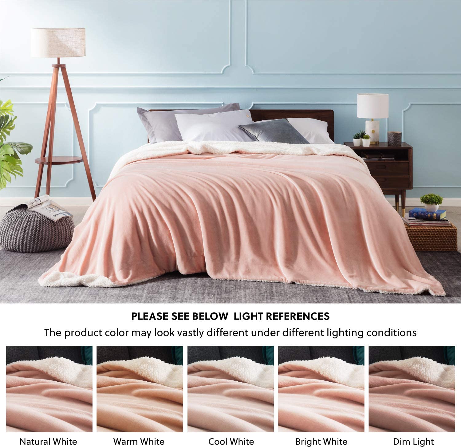 Bedsure Sherpa Fleece Blanket Throw Size Navy Lightweight Super Soft Cozy Luxury Bed Blanket Microfiber