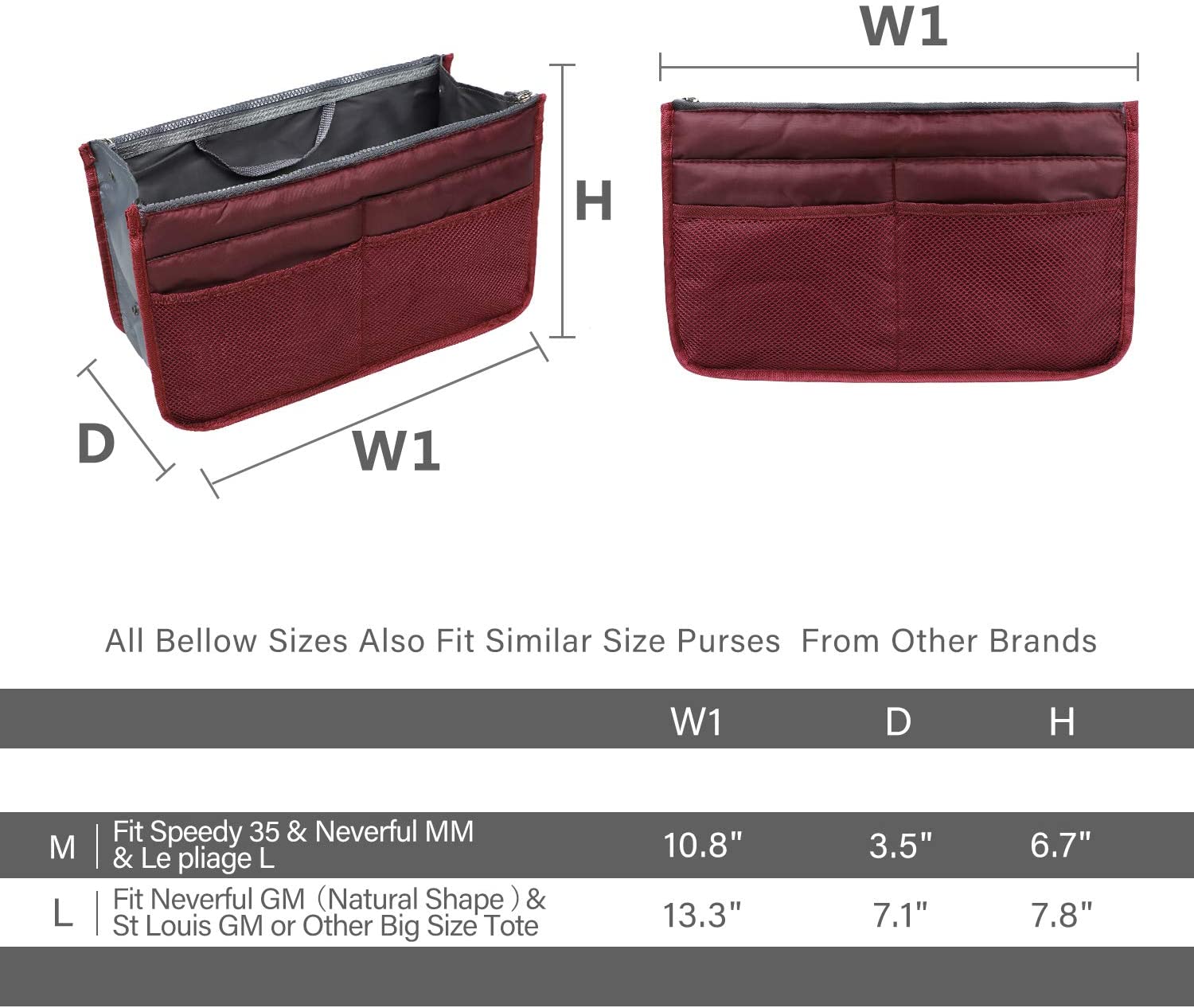 Insert Bag Organizer, Bag in Bag for Handbag Purse Organizer (13 Pockets, Black)