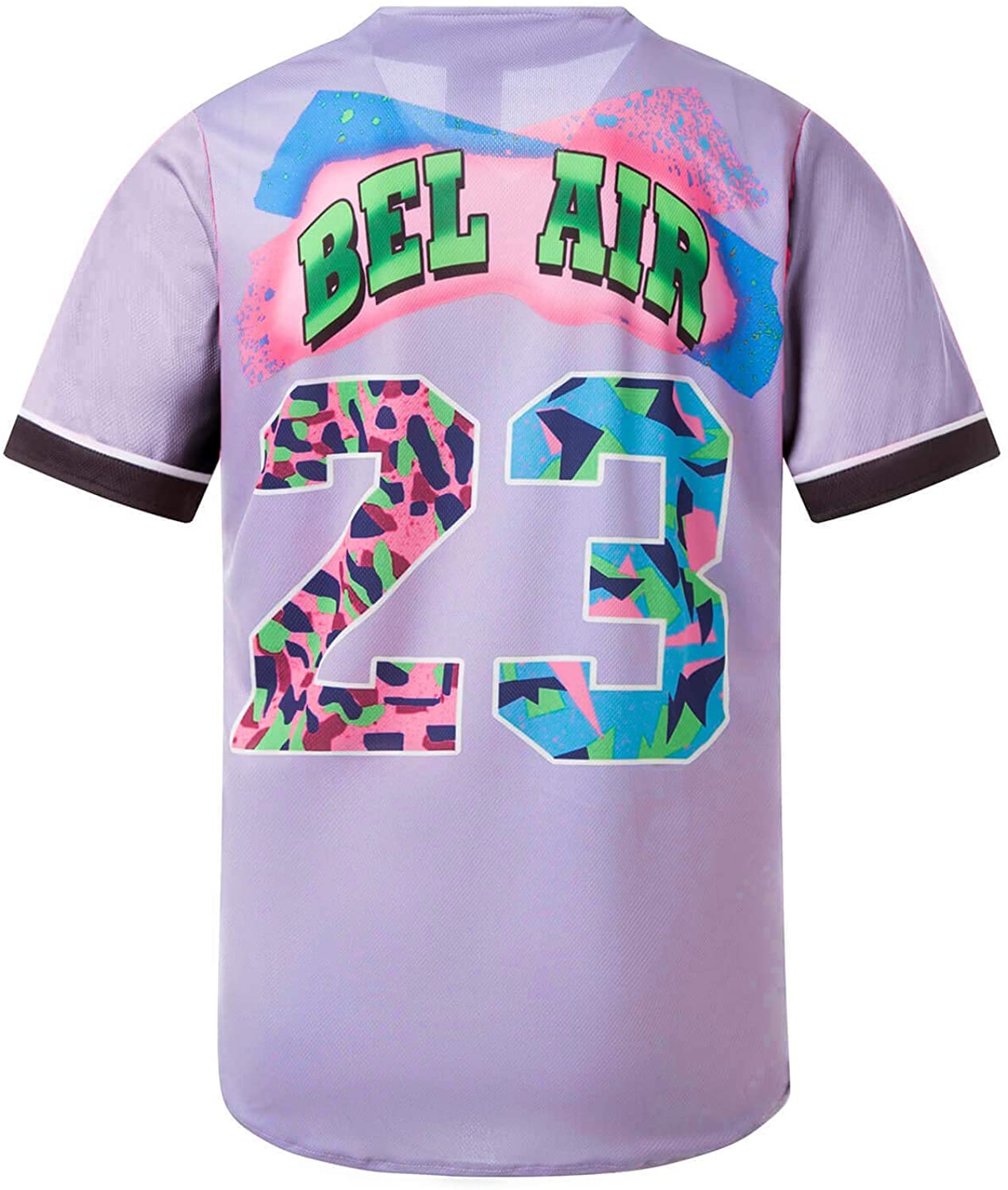 MOLPE 90s Hip Hop Clothing for Men and Women, Unisex Bel Air 23 Baseball Jersey, Mens Printed Urban Shirts for Party