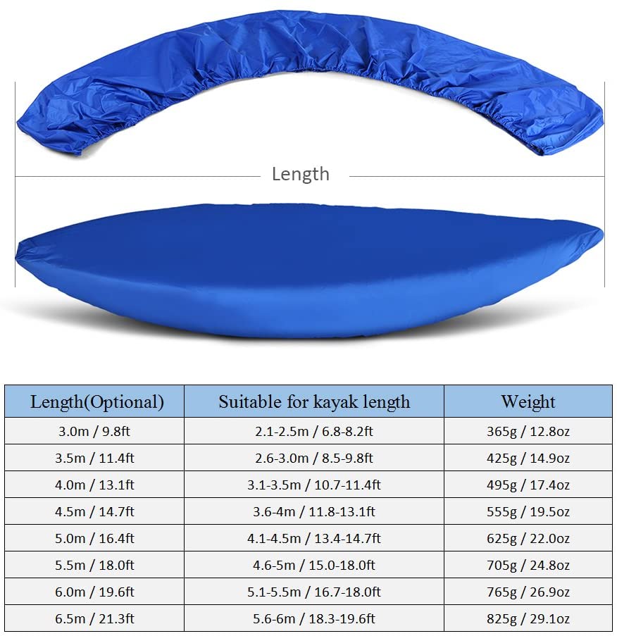 Blusea Waterproof Kayak Cover, 6.8-19.6ft UV Resistant Kayak Canoe Cover - Professional Boat Storage Cover Shield, Blue/Grey [8 Size]