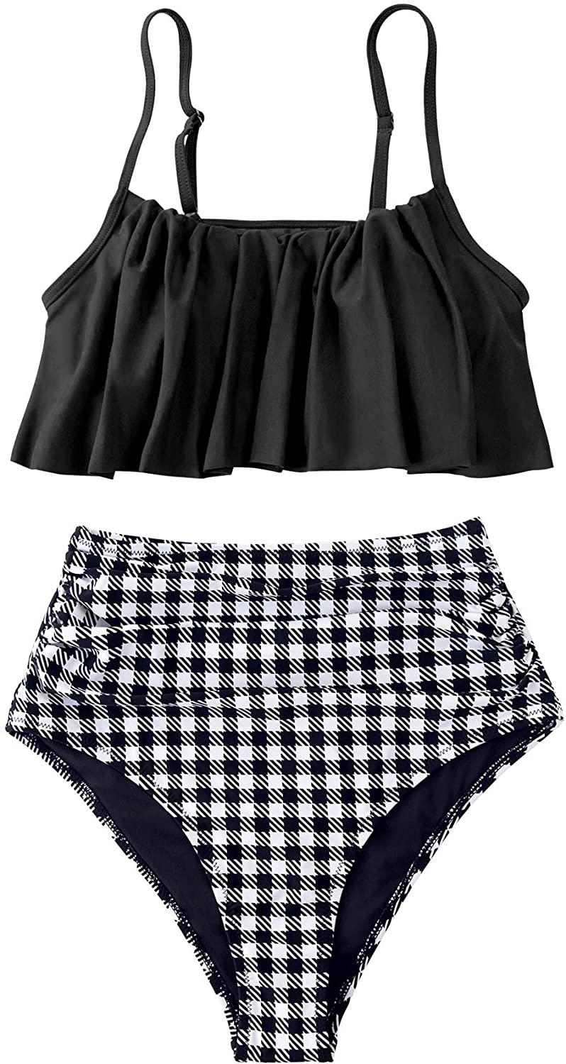 CUPSHE Women's High Waisted Falbala Bikini Set