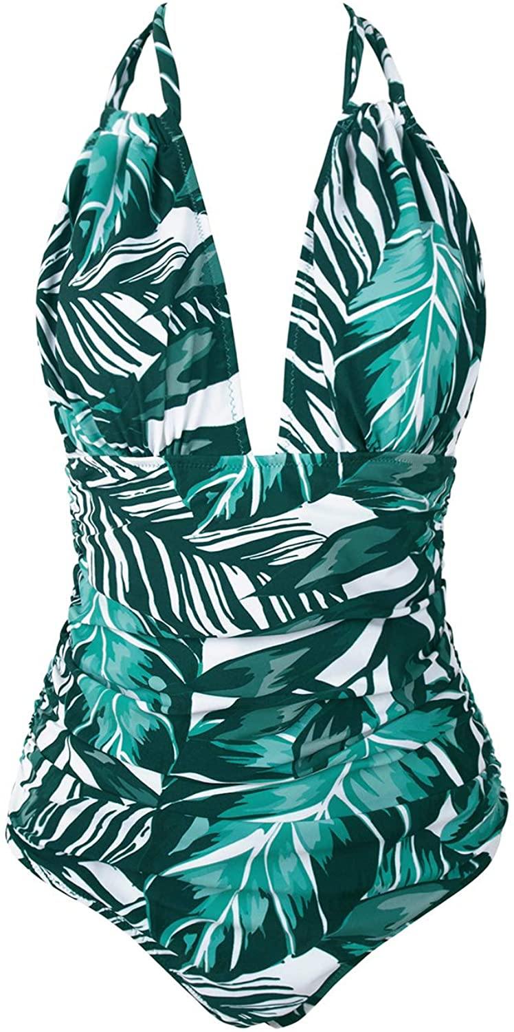 CUPSHE Women's One Piece Swimsuit Halter Tummy Control Multiway Swimwear Bathing Suits - JOY2ESpree
