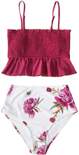 
                        
                          Muat gambar ke penampil Galeri, CUPSHE Women's High Waist Bikini Swimsuit Ruffle Smock Floral Print Two Piece Bathing Suit
                        
                      