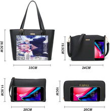 
                        
                          Load image into Gallery viewer, Women Fashion Handbags Wallet Tote Bag Shoulder Bag Top Handle Satchel Purse Set 4pcs
                        
                      