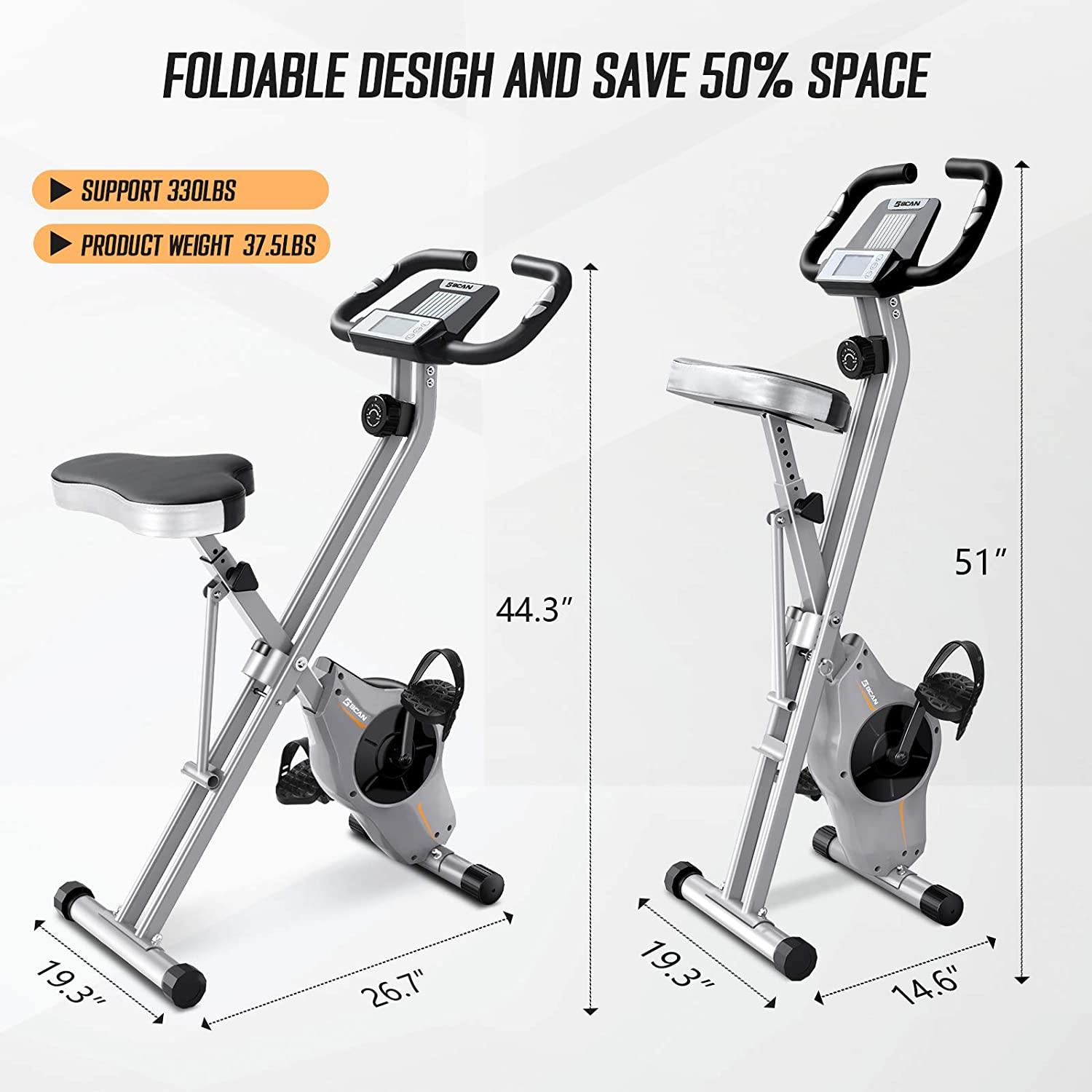 BCAN Folding Exercise Bike-Stationary Bike Foldable with Magnetic Resistance,Pulse Monitor and Comfortable Seat - JOY2ESpree
