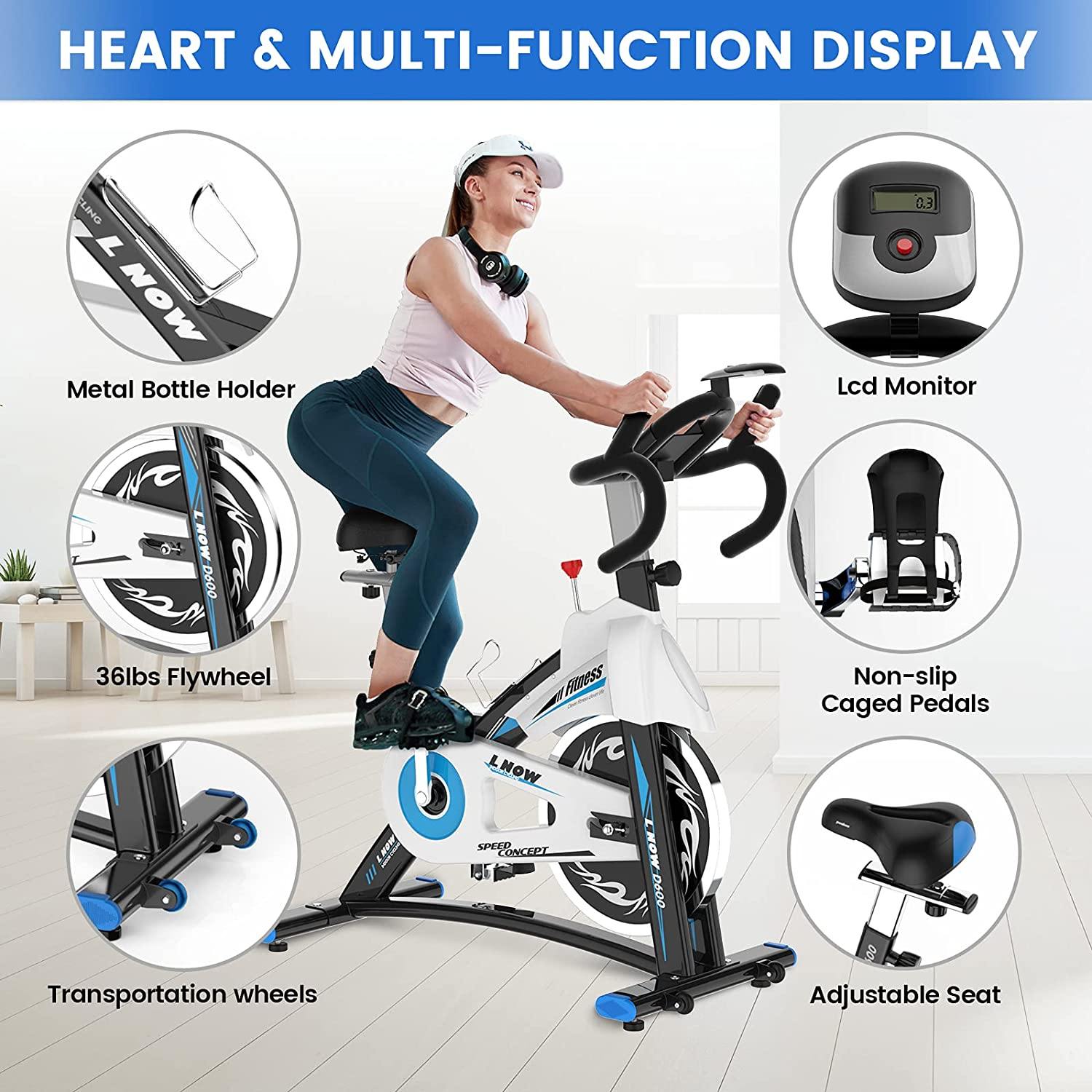 pooboo Exercise Bike Stationary Bike Indoor Cycling Bike Silent Belt Drive - JOY2ESpree