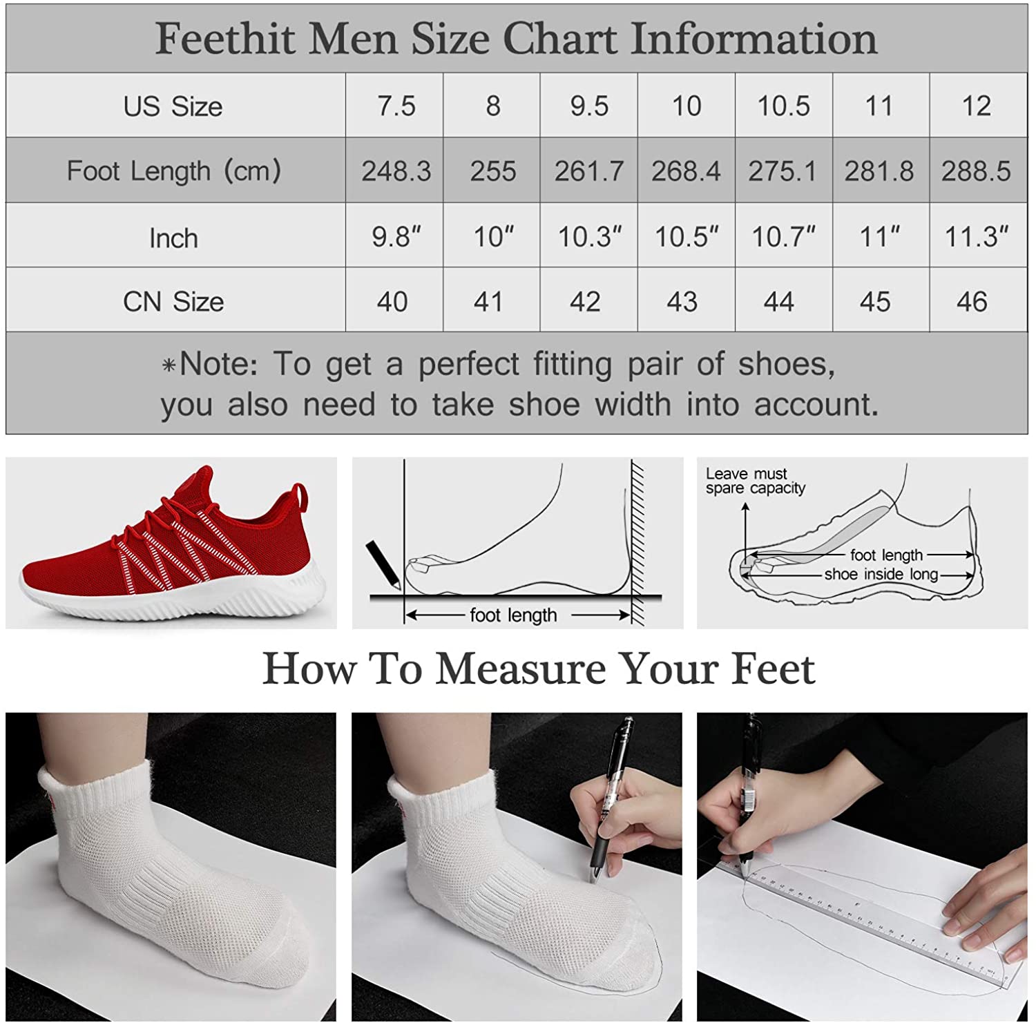 Feethit Mens Slip On Running Shoes Breathable Lightweight Comfortable Fashion Non Slip Sneakers for Men