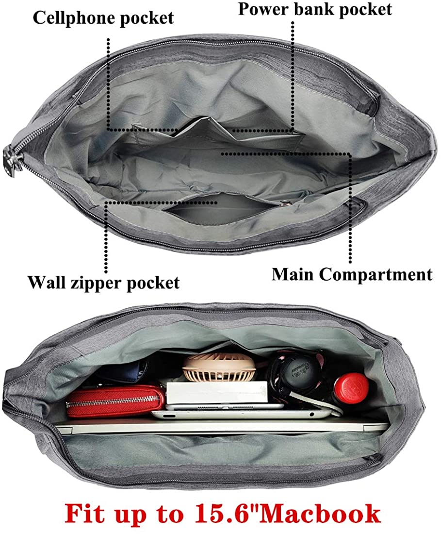 Canvas Tote Bag Waterproof Nylon Multi Pocket Shoulder Bags Laptop Work Bag Teacher Purse and Handbags for Women & Men