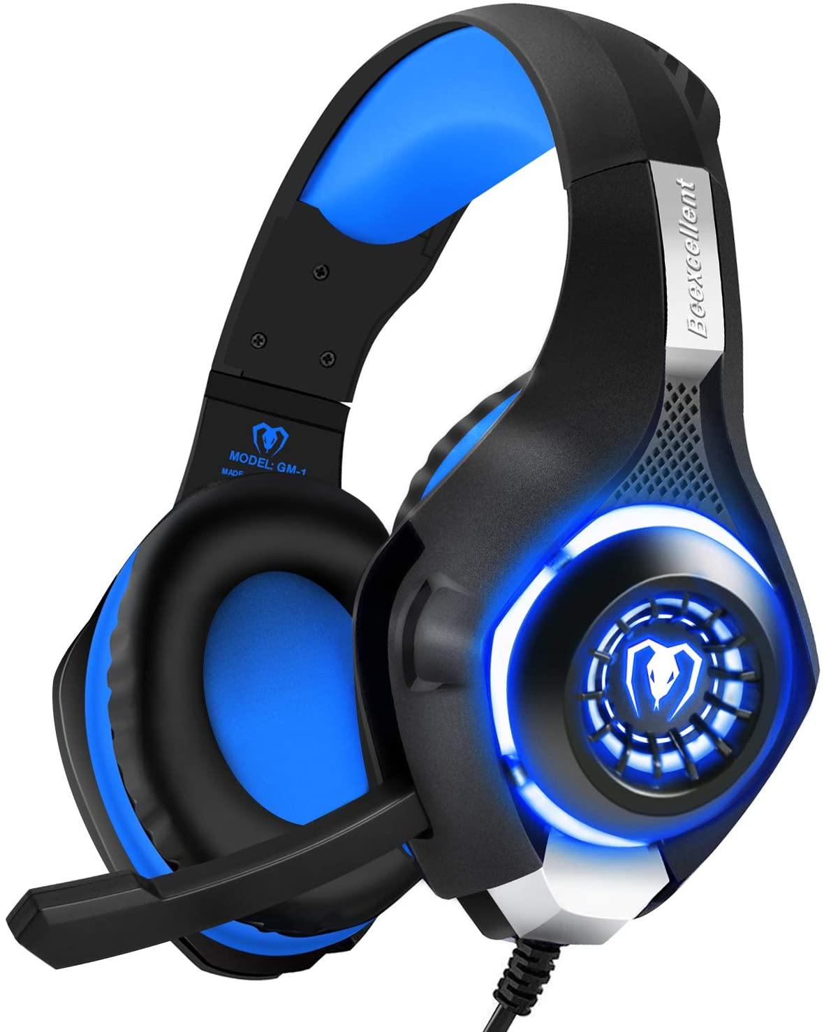 BlueFire Stereo Gaming Headset for Playstation 4 PS4 Over-Ear Headphones with Mic and LED Lights for Xbox One, PC, Laptop(Green) - JOY2ESpree