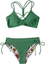 
                        
                          Load image into Gallery viewer, CUPSHE Women's Back Braided Straps Reversible Bottom Strappy Lace Up Bikini Sets
                        
                      
