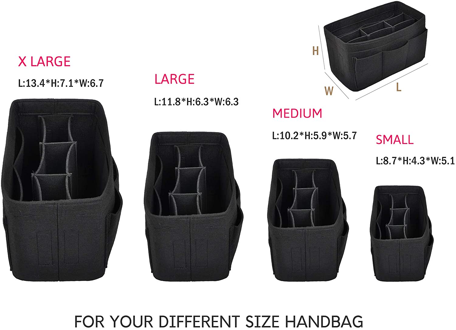 Vercord Felt Purse Organizer Handbag Insert Liner Shaper Bag in Bags for Speedy Neverfull Tote