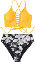 
                        
                          Load image into Gallery viewer, CUPSHE Women’s Bikini Swimsuit Floral Print Lace Up Strappy Two Piece Bathing Suit
                        
                      
