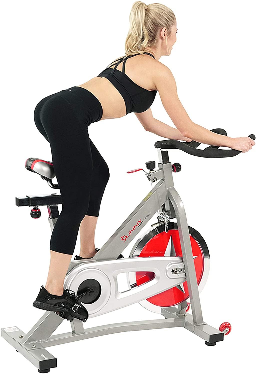 Sunny Health & Fitness Indoor Cycling Exercise Bike with 40 LB Flywheel and Dual Felt Resistance - Pro / Pro II - JOY2ESpree