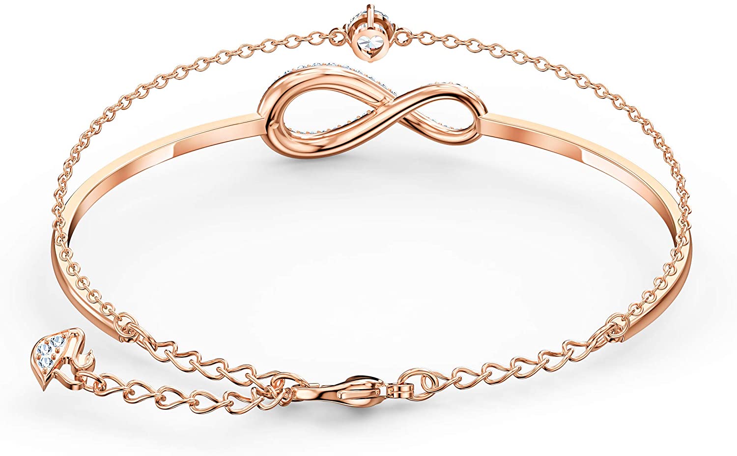 SWAROVSKI Women's Infinity Jewelry Collections, Rhodium Finish, Rose Gold Tone Finish, Clear Crystals - JOY2ESpree