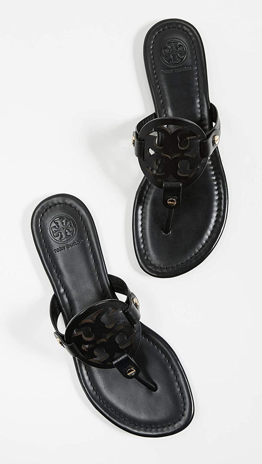 Tory Burch Women's Miller Leather Laser Cut T-Strap Thong Sandal - JOY2ESpree