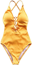 
                        
                          गैलरी व्यूवर में इमेज लोड करें, CUPSHE Women's Solid Color V Neck Lace Up One Piece Swimsuit
                        
                      