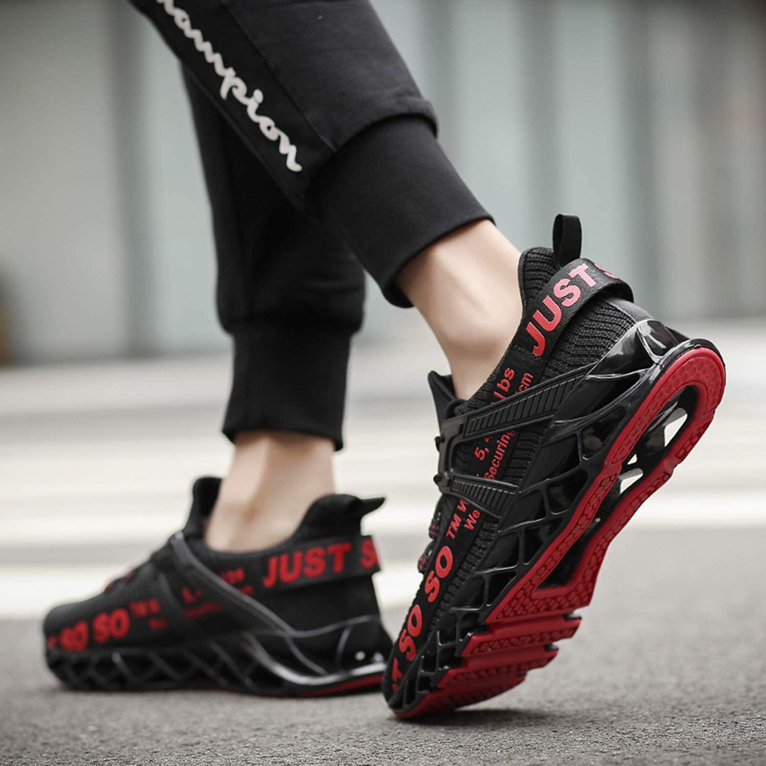 JSLEAP Mens Running Shoes Walking Non Slip Blade Type Sneakers