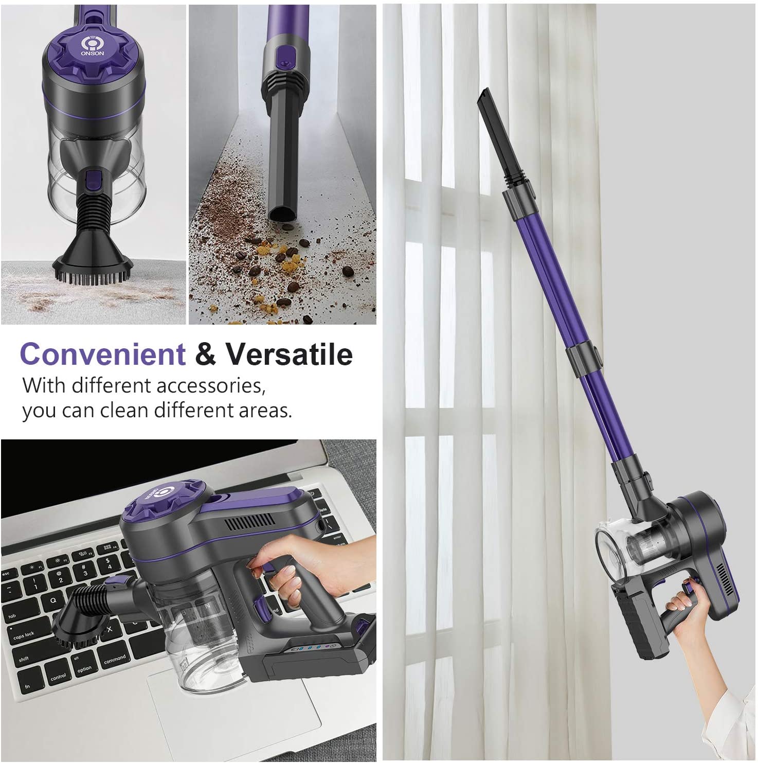 ONSON Cordless Vacuum Cleaner, Stick Vacuum Cleaner with 20Kpa Super Suction - JOY2ESpree