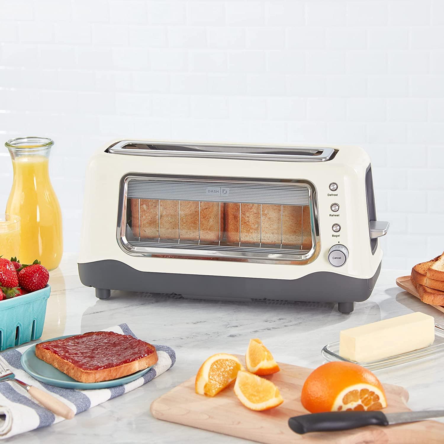 Dash Clear View Toaster: Extra Wide Slot Toaster with Stainless Steel Accents + See Through Window - JOY2ESpree