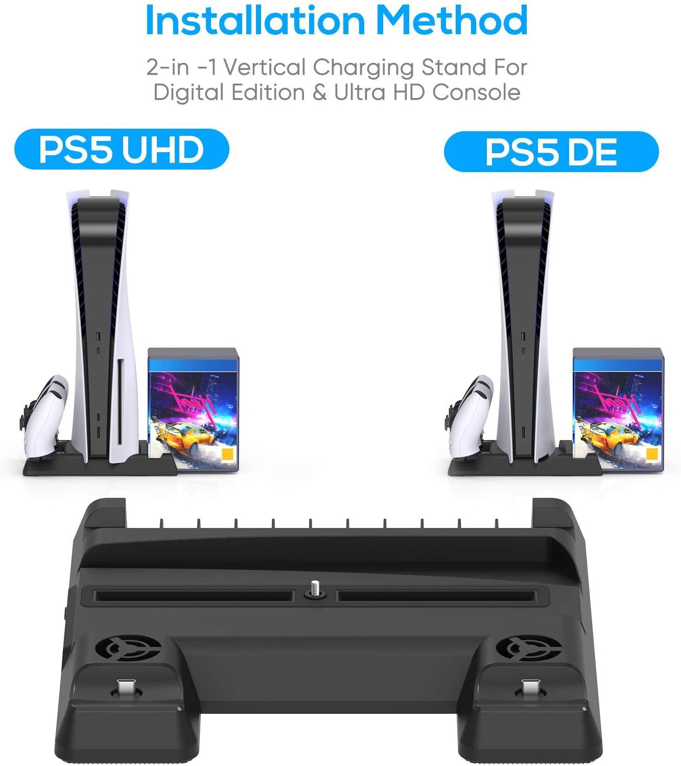 Vertical Stand with Cooling Fan for PS5 Console and Playstation 5 Digital Edition - JOY2ESpree