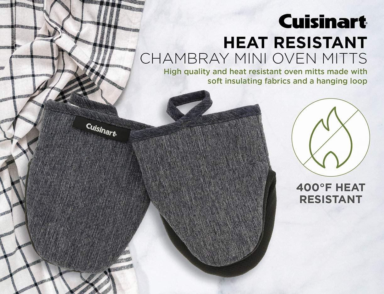 Cuisinart Chambray Neoprene Mini Oven Mitts, 2 Pack – Heat Resistant to 400 F . - JOY2ESpree