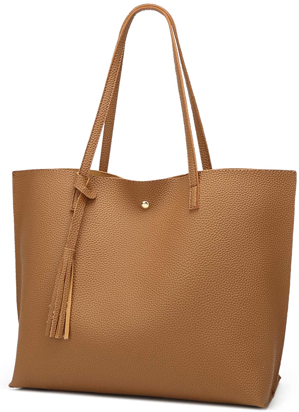 Women's Soft Faux Leather Tote Shoulder Bag from Dreubea, Big Capacity Tassel Handbag