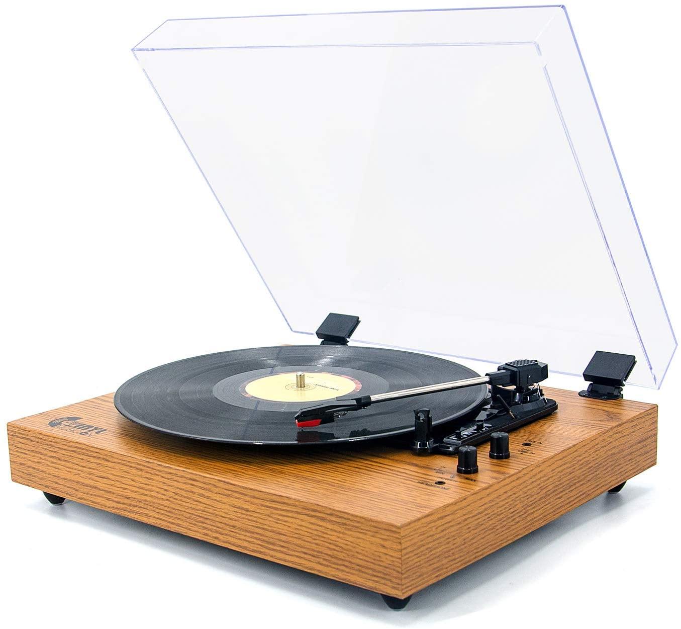 Retro Record Player for 33/45/78 RPM Vinyl Records,Bluetooth Belt-Drive Turntable - JOY2ESpree