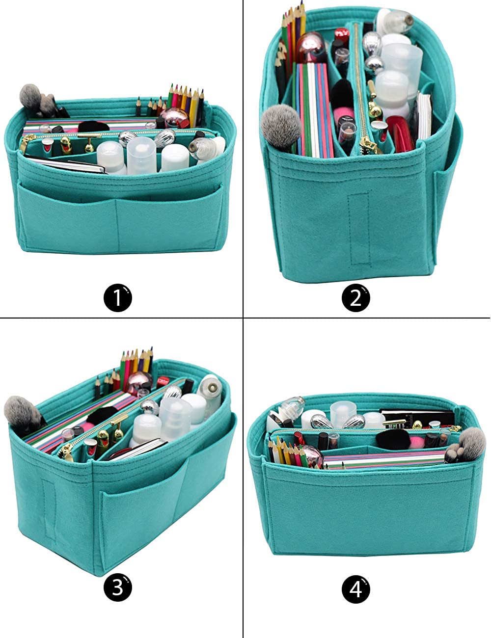 Felt Purse Bag Organizer Insert with zipper Bag Tote Shaper Fit Speedy Neverfull MM GM