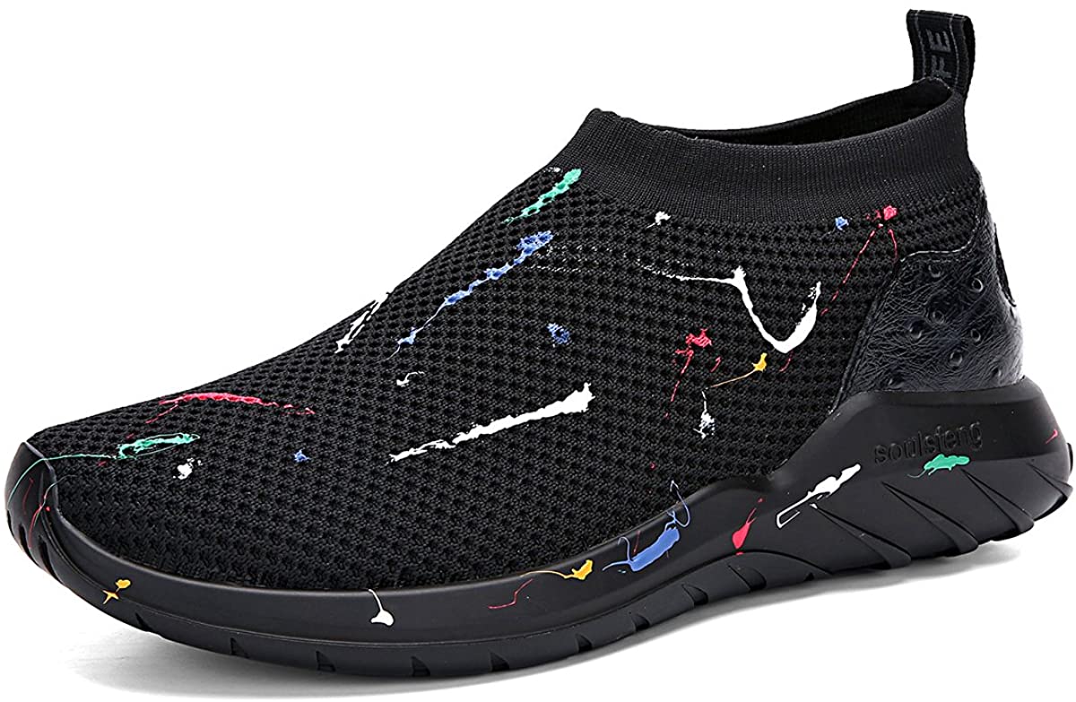 Soulsfeng Mens Running Shoes Mesh Breathable Lightweight Cushioning Training Athletic Sneakers