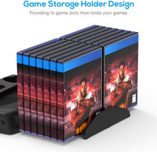 
                        
                          Load image into Gallery viewer, Vertical Charging Stand for PS5 Controllers with Cooling Fan - JOY2ESpree
                        
                      